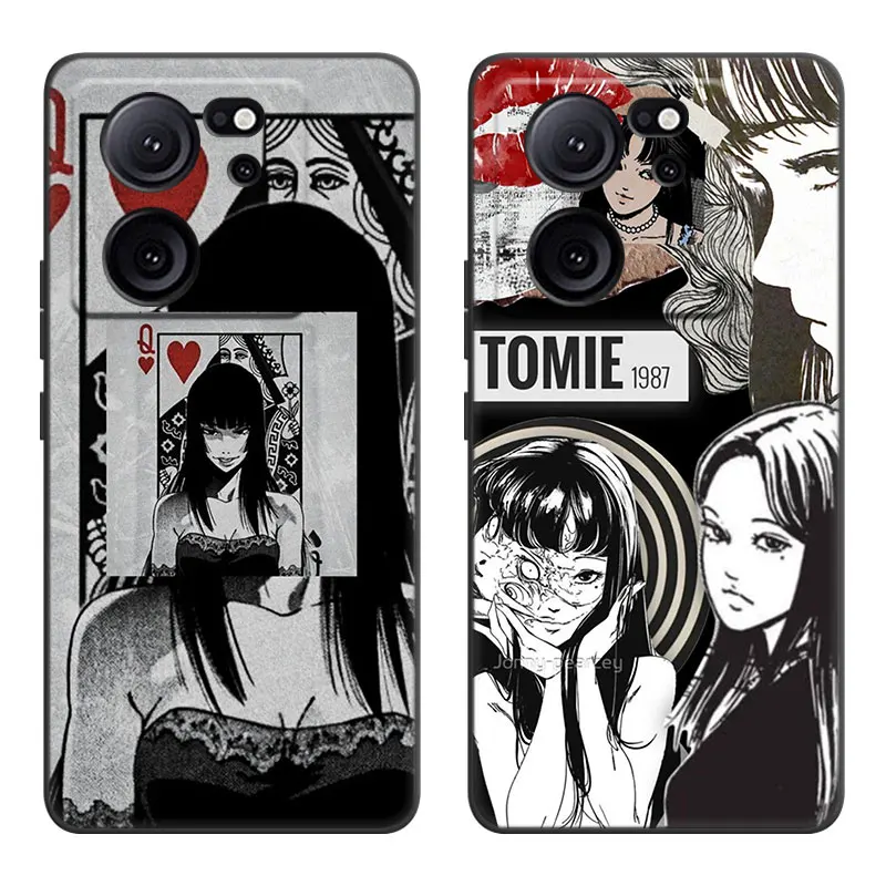 Anime Junji Ito Tees Horror Black Case For Xiaomi 13T Pro 12T 12 11 Lite NE 11T Pro Redmi Note 12 Pro 11 Pro Plus 12S 11 10S Pro