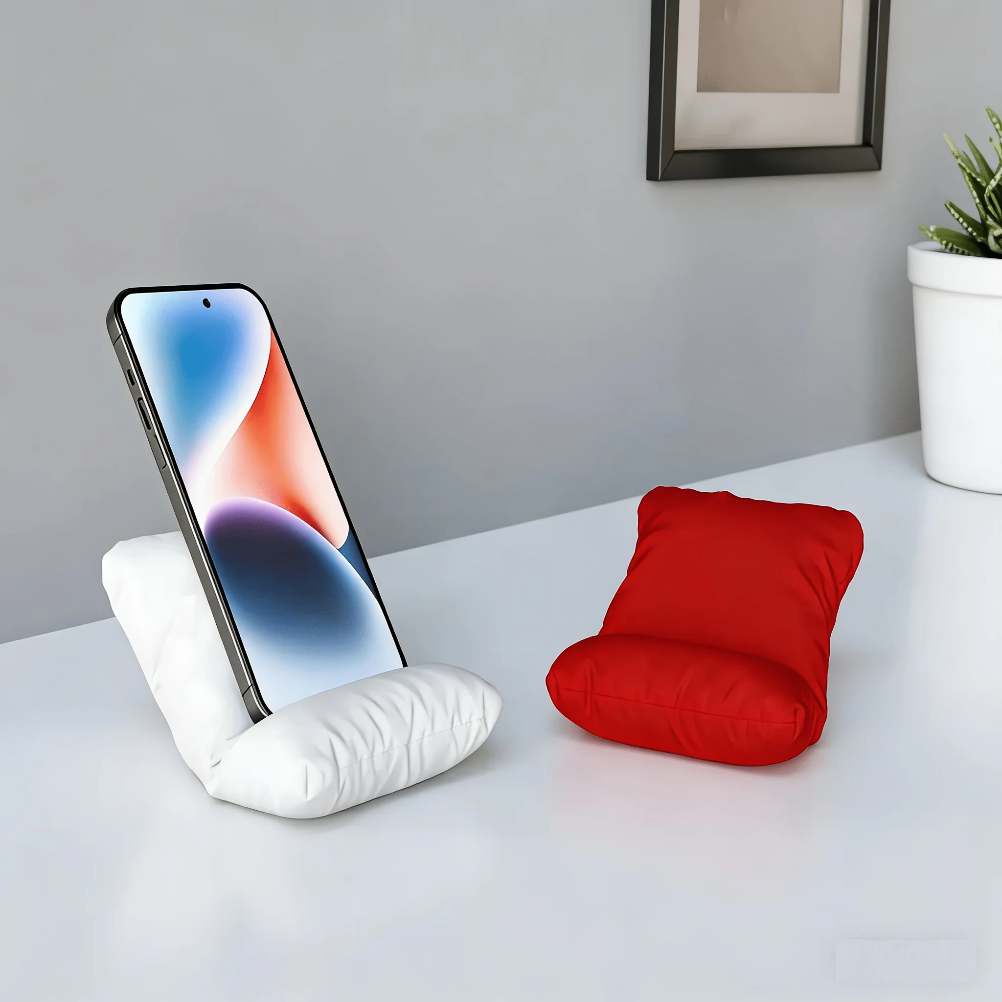 

1pc Soft and Cute Pillow-Style Phone Stand, Creative Desktop Phone Holder, Lazy Student Dorm Essential for Binge-Watching