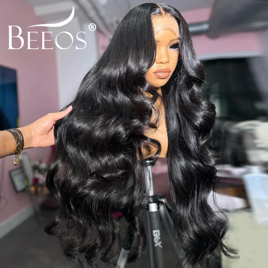 # 1 Wig Rambut Manusia Jet Black Body Wave 13X6 HD Lace Full Frontal Wig Ultra Fitted Rambut Manusia 100% Quick Weave Wig Wig Berwarna