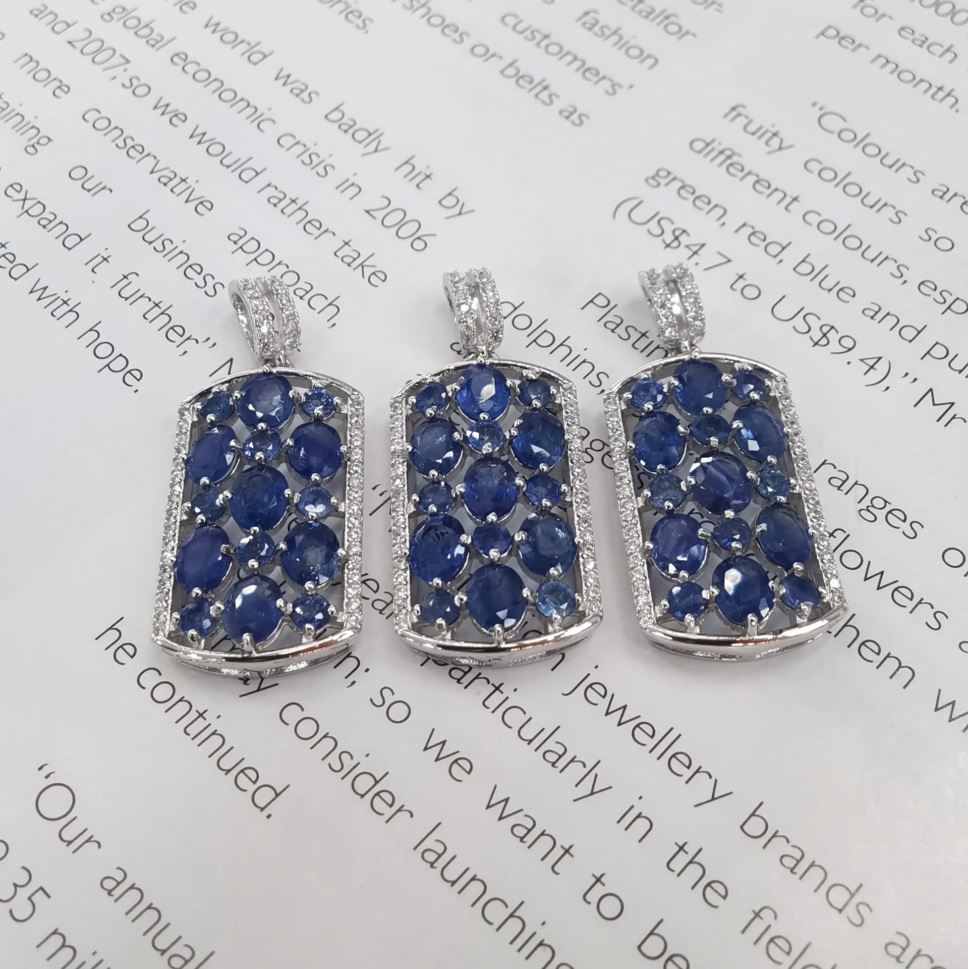 

S925 Silver Plated Natural Sapphire Pendant No Chain, Elegant Blue Gemstone Jewelry Gift for Women