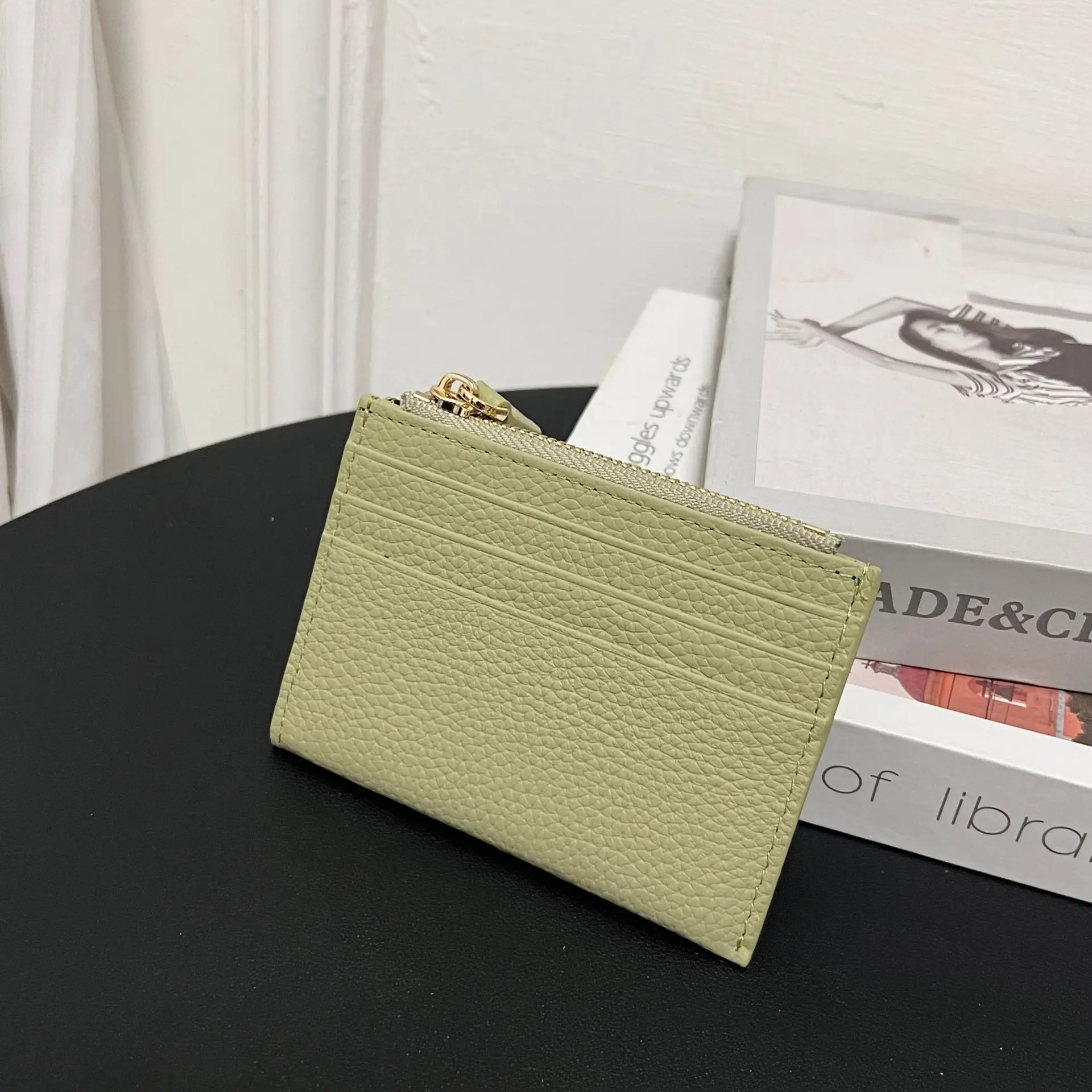 

Женские кошельки из натуральной яловой кожи с верхним слоем, тонкий компактный держатель для карт «два в одном», кошелек для монет, сумка для документов, клатч