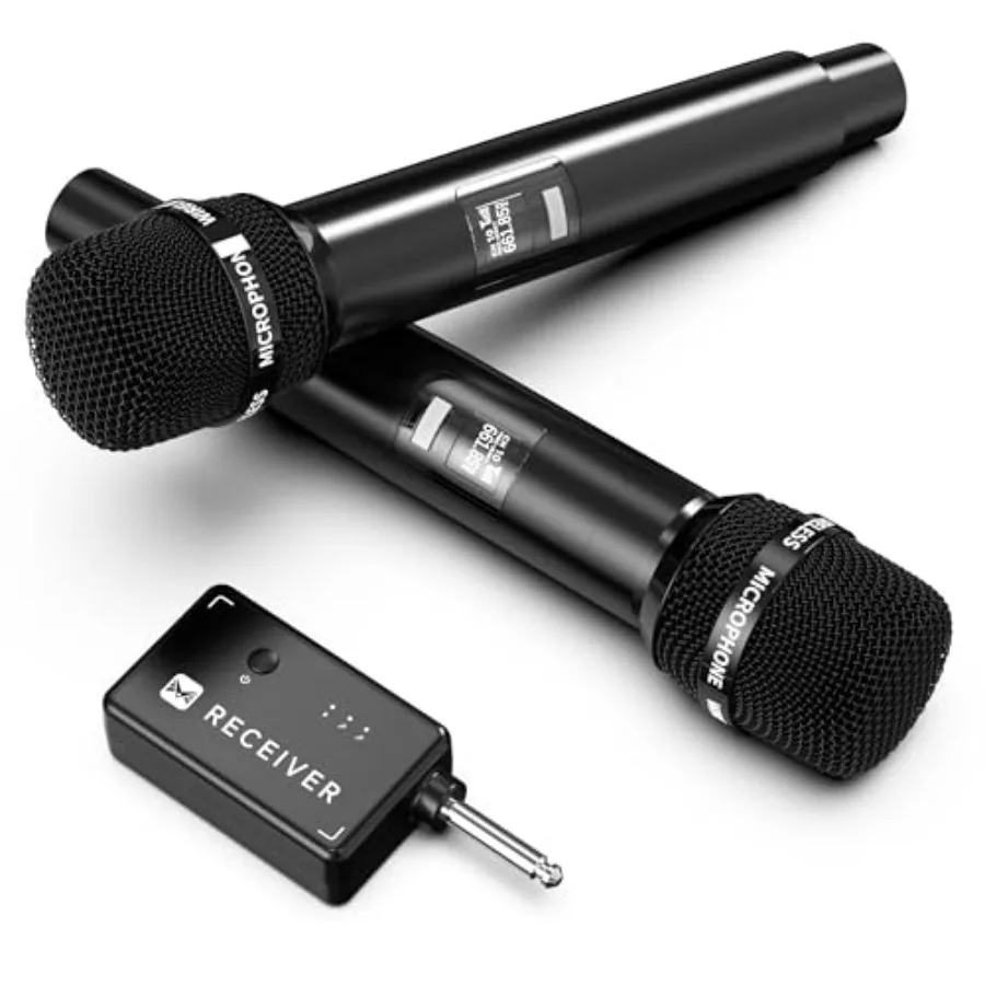 

Wireless Microphones, Wireless Microphone with One-to-One Chip Connection, Less latency, 200FT Range, 40H Rechargeable Battery,