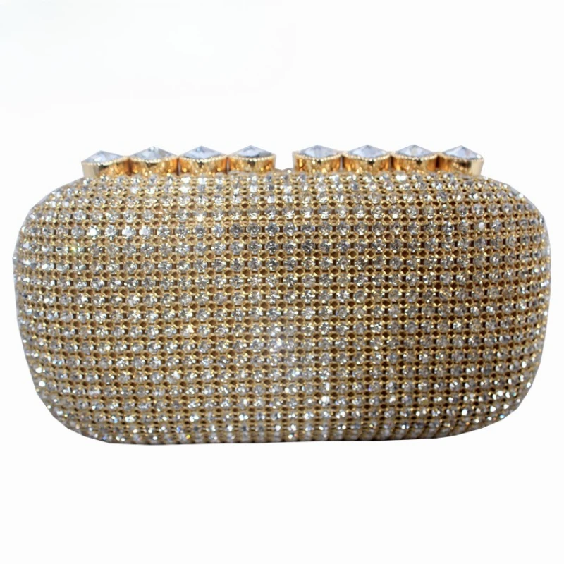 

Diamond Dinner Clutch Bag Mesh Claw Diamond Banquet Ladies Clutch Bag Full Diamond Hard Box Dress Bridal Handbag Purses Handbags