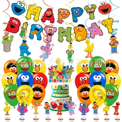 Cartoon and funny Sesame Street theme cute elf birthday party decoration balloon cake top flag set party decoration