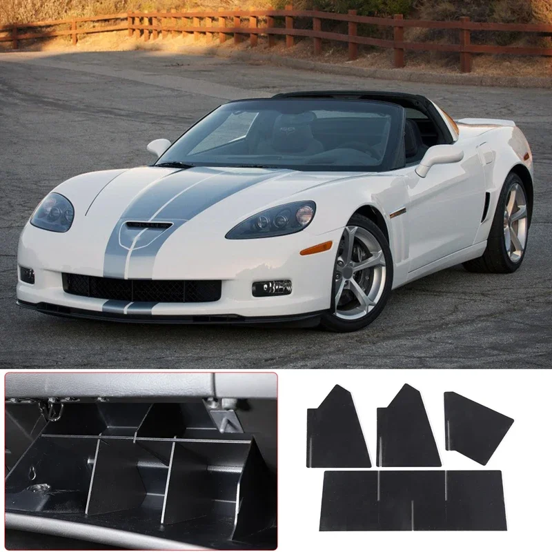 

For Chevrolet Corvette C6 2005-2013 ABS Black Car Glove Box Divider Organizer Box Management Storage Box Car Accessories