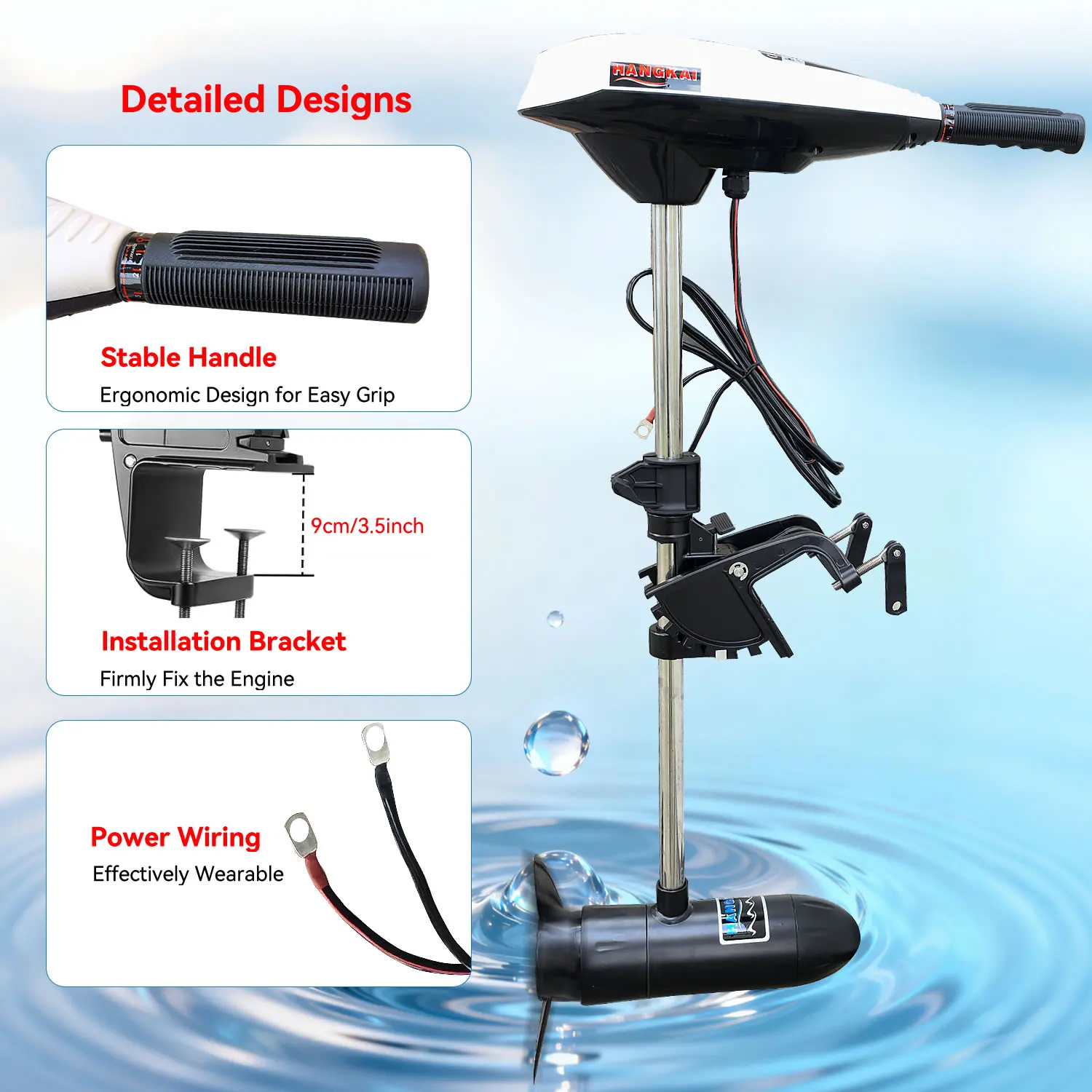 Silnik elektryczny do łodzi pontonowej 55/65 lbs DC 12V z napędem przednim i tylnym.