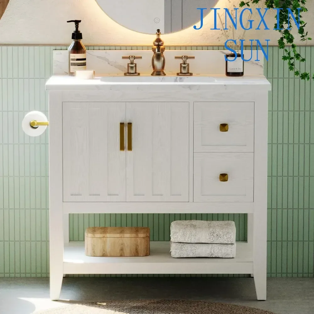 Bathroom Vanity with Sink, 30 with 2 Drawers and Storage, Modern Bathrooms Vanity Set, Easy Assembly Fashion