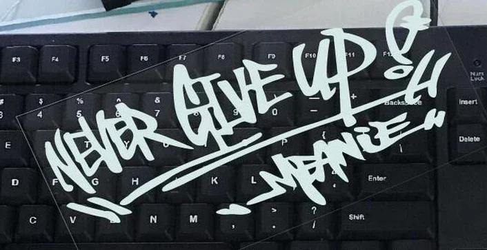 New Design Letter Creative Motorcycle Stickers Never Give Up Car Reflective Stickers Waterproof Applique Car Accessories, 14cm