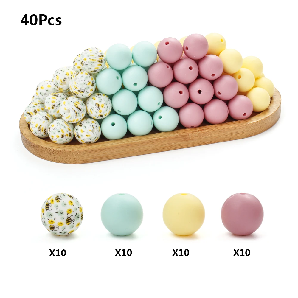 مجموعة من حبات السيليكون الملونة ، مخطط ألوان المعكرون ، الحلي المصنوعة يدويًا ، سوار سلسلة مفاتيح قلادة ذاتية الصنع ، 40 *