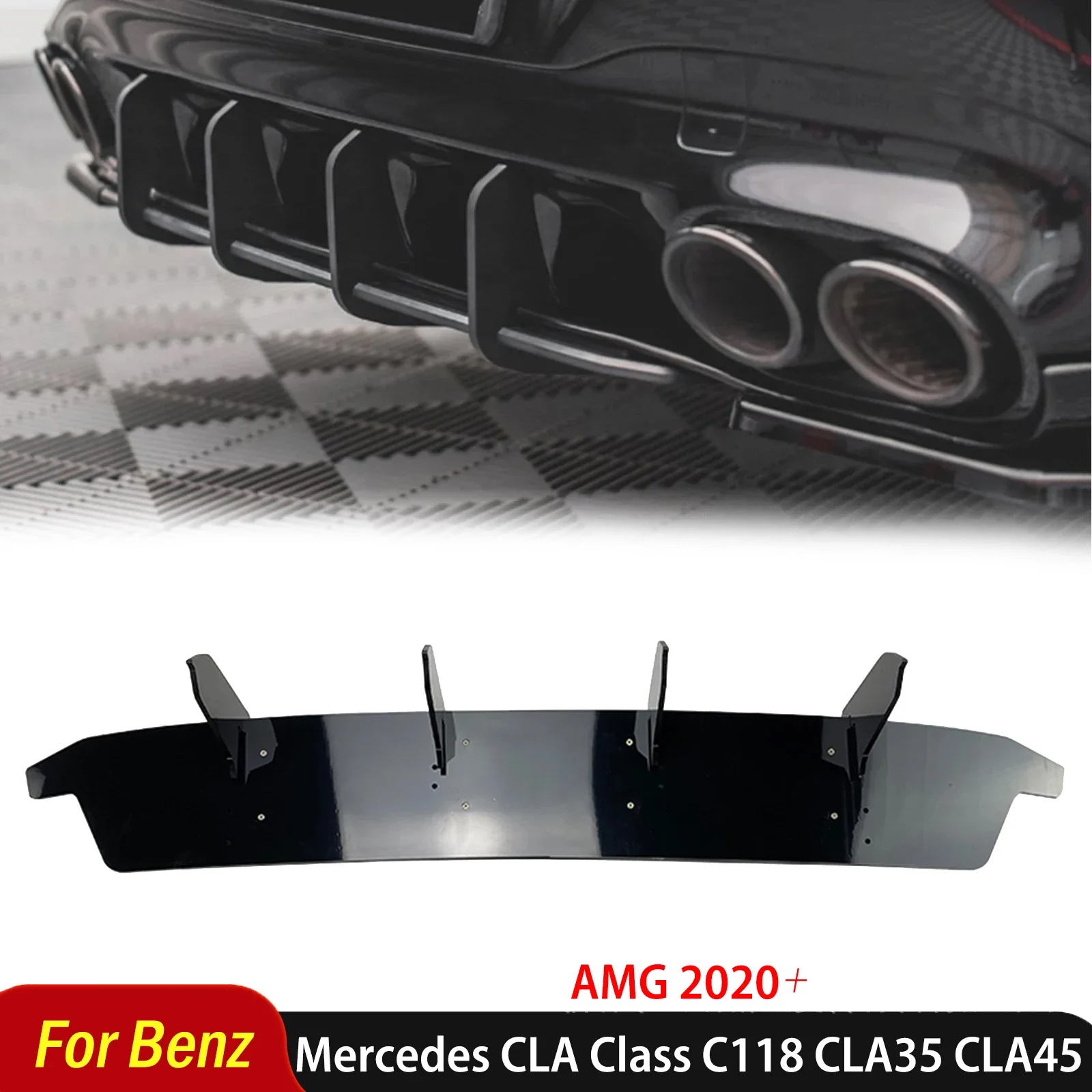 For Mercedes Benz CLA Class C118 CLA35 CLA45 AMG 2020+ Car Rear Bumper Lip Splitter Spoiler Diffuser Body Kit Auto Parts Lower