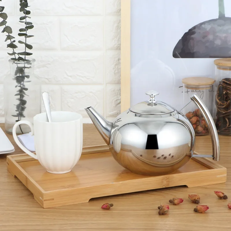 Silver Gold Colors 1.5L/2L Teapots Stainless Steel Water Kettle Hotel Tea Pot with Filter Hotel Coffee Pot Restaurant Tea Kettle