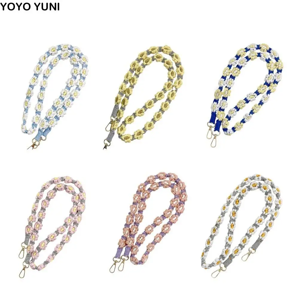 

Handmade Daisy Flower Macrame Keychain Boho Floral Braided Mobile Phone Charm Cute Cotton Rope Bohemian Key Fob Strap Belt Bag