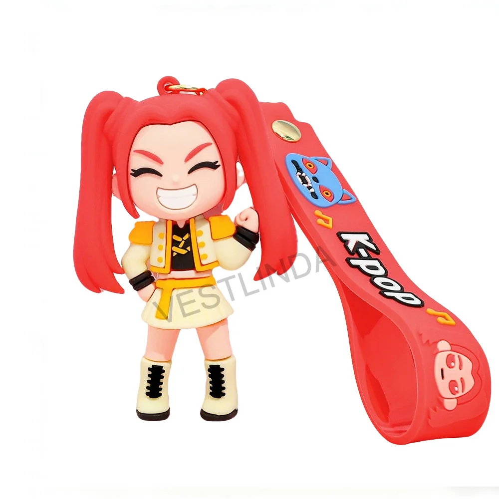 Meistverkaufte KPop Demon Hunter Serie Schlüsselanhänger 3D Stereo-Puppe Weiche Gummipuppe Schlüsselring Anime-Zubehör Spielzeug Auto-Schlüssel-Dekoration
