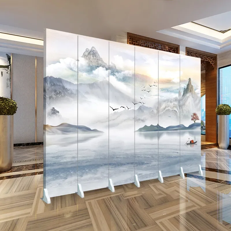 New Chinese Style Indoor Screen Partition Living Room Simple Movable Hotel Meeting Room Folding Divider for Small Apartment