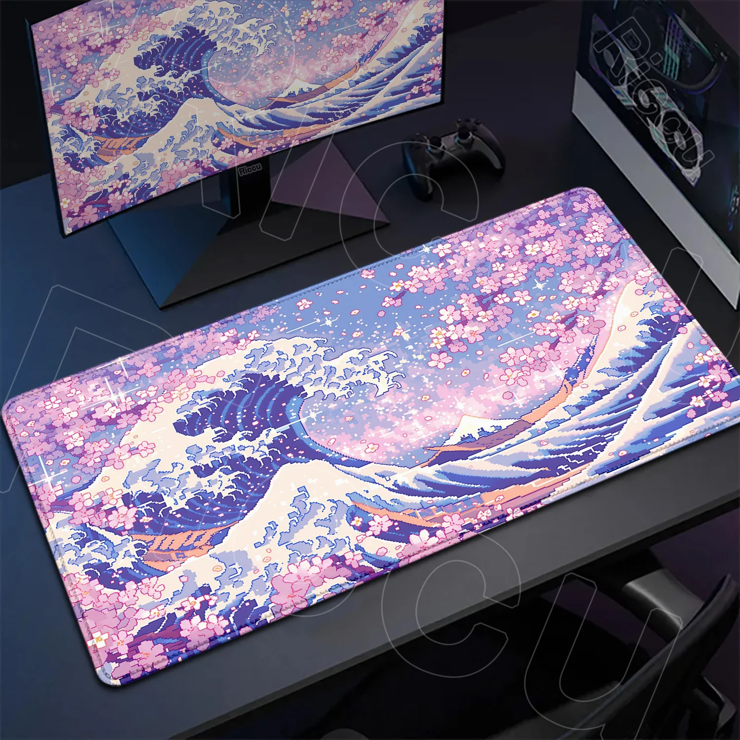 HD Japanese Mouse Pad Gamer Pixel Waves Computer Mousepad XXL Office Soft Non-Slip PC accessories Table expand Desk Mat carpet