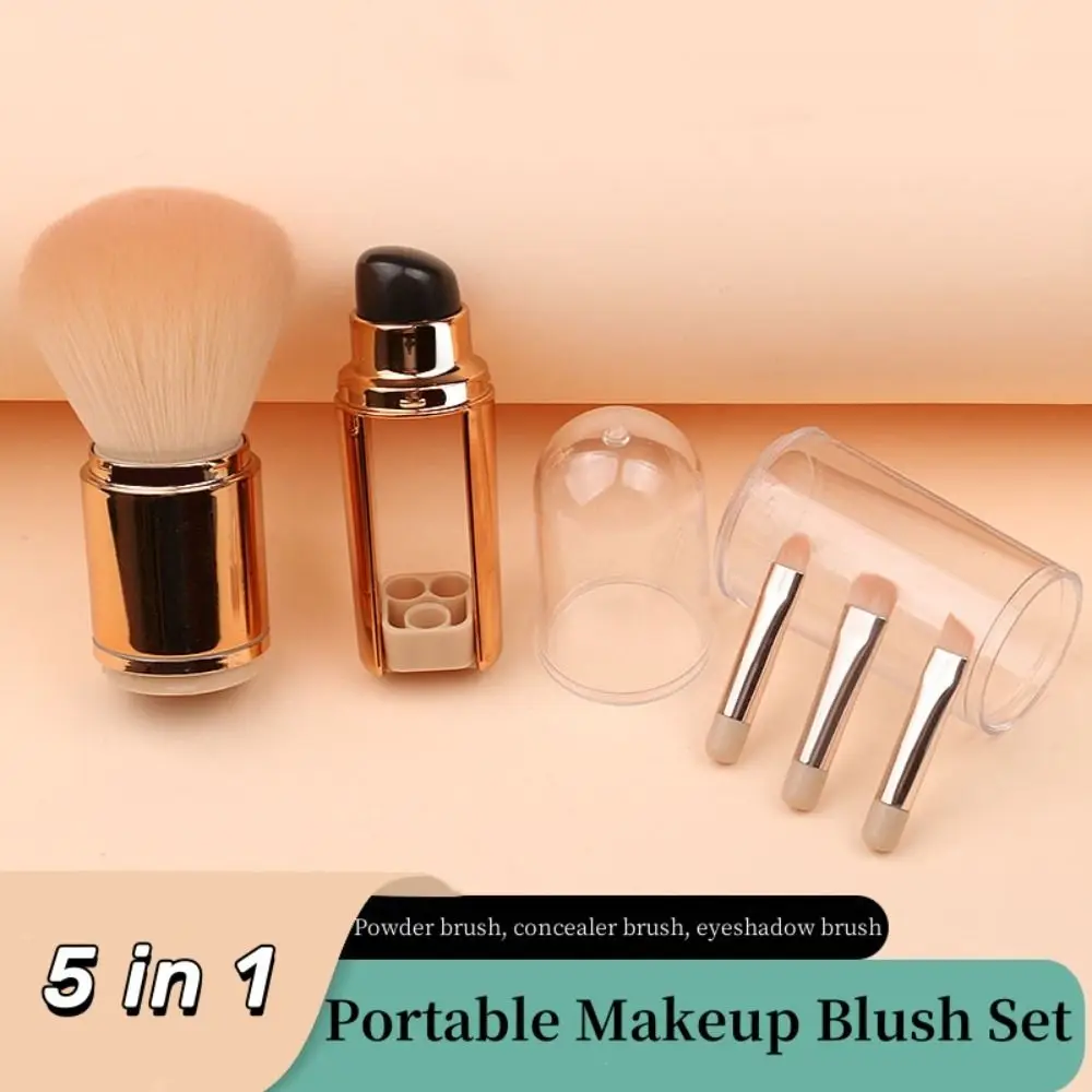 Eye Shadow Brush Makeup Brush Set Convenient Stretchable 5 in 1 Makeup Brush Set Dustproof Soft Concealer Brush Business Trip