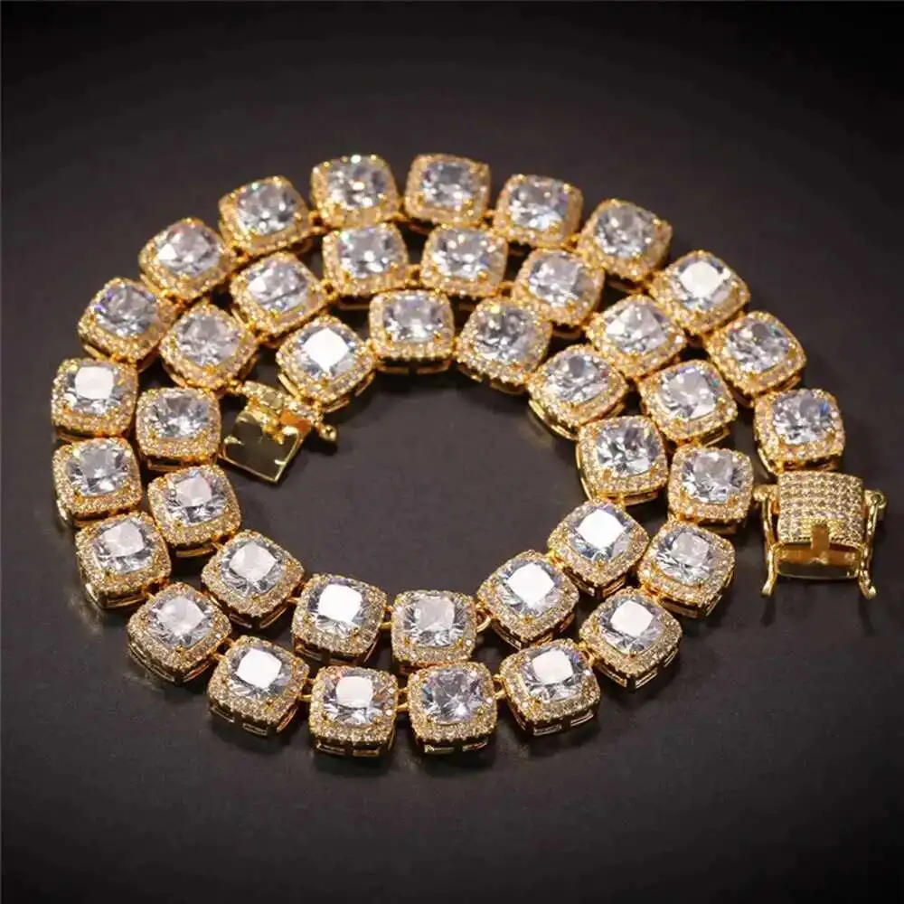 

Qianjian High Quality Hip Hop Jewelry S925 Iced Out Vvs Moissanite Cuban Chains
