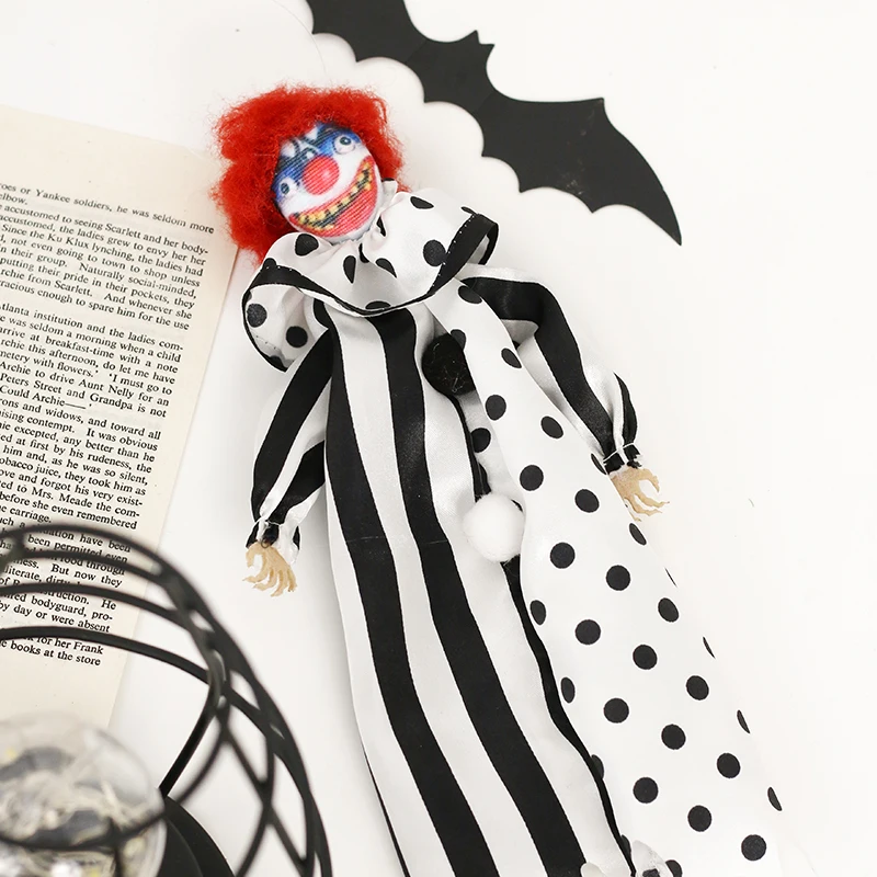 Scary Clown Doll Indoor Decor Halloween Props Home Decoration Halloween Clown Props Halloween Tree Hanging Ornaments Halloween T