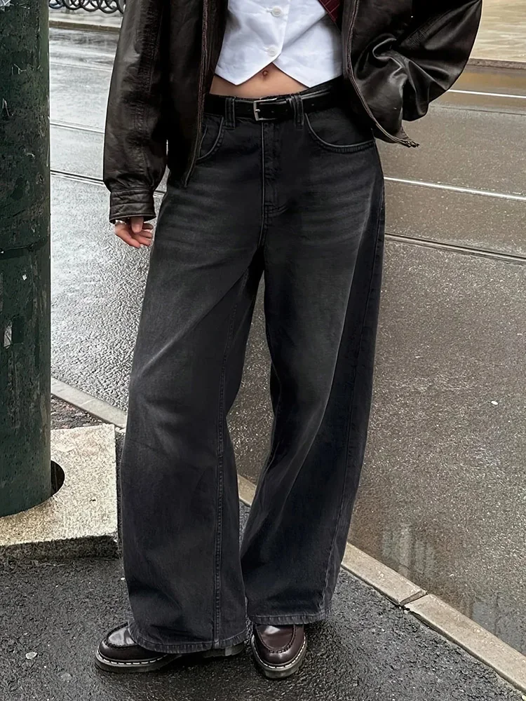 

Women Casual Daily Stretchy Low Waist Jeans Women Y2K High Street Denim Pants Female Chic Baggy Straight Wide Leg Trousers
