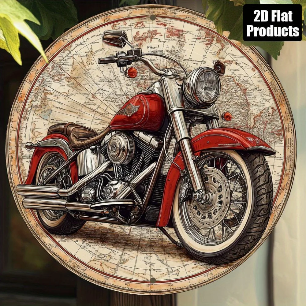Davidson Vintage Motorrad-Wandkunst – 20,3 x 20,3 cm, 2D-Flachaluminium, antikes Karten-Design, Heim-Garage-Dekoration, Biker-Geschenk