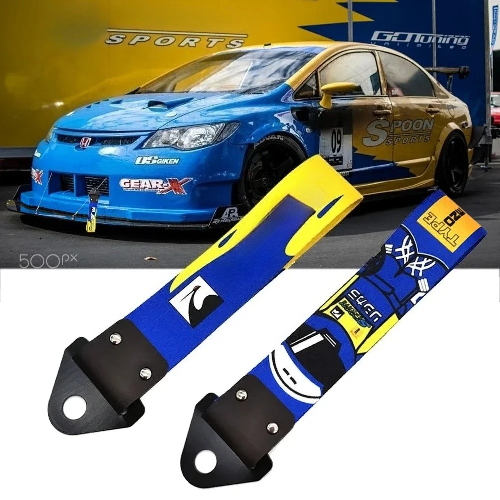 

JDM Tow Strap Universal Racing Car Tow Strap Spoon Sports Tow Ropes Hook for Honda Auto Trailer Ropes Bumper Towing Strap