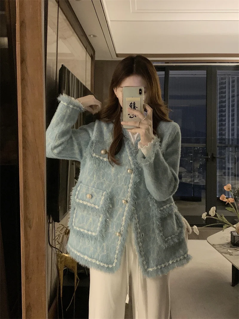 

Tweed Jacket Elegant Womens Autumn Campus Trendy Advanced Porosity Badminton Regular Sleeves Long-Sleeved Outside Quilting Daily