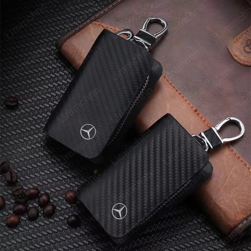 

Car Key Case Cover Protector Shell For Mercedes Benz C180 C200 C260 C300 A B C E Class GLA CLA Carbon Fiber Car Logo Accessories