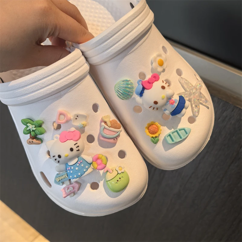 

New JIBBITZ Sanrio Hello Kitty Shoe Charm Set ABS Plastic Easy-Remove Decorations for Beach Shoes Halloween Christmas Gifts