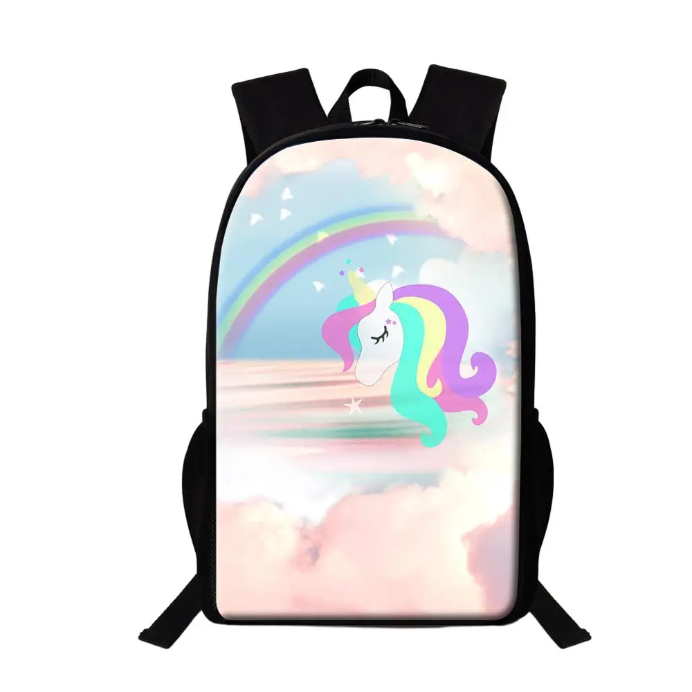 

Rainbow Unicorn School Bag Light-weight Children Travel Backpack Girls Daily Bookbag 16 Inch Teen Multifunction Beautiful Bags