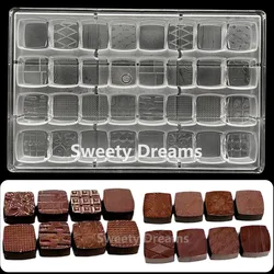 16 Styles Square Polycarbonate Chocolate Mold  Sweets BonBon Cake Chocolates Bar Moulds Form Baking Pastry Confectionery Tools