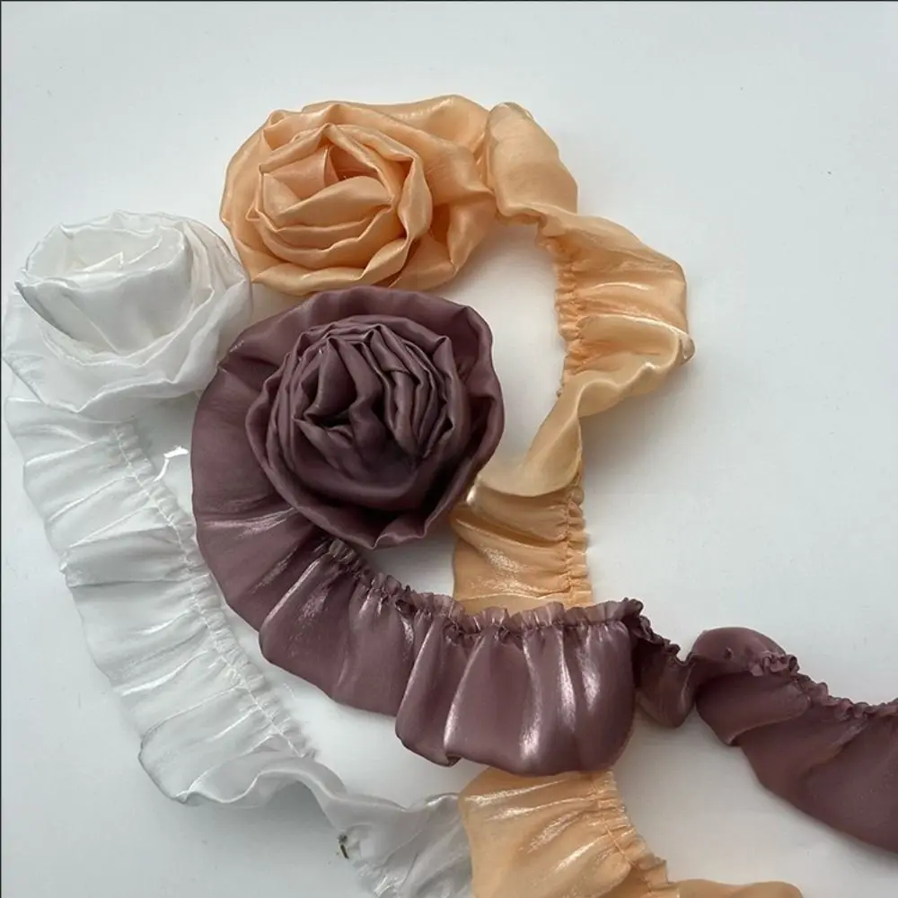 5cm Wide Pleated Lace Trim Multi-Color Water Light Ruffle Lace Edge Trim 1Yard Length Pleated Ribbon Shiny Satin Ribbon
