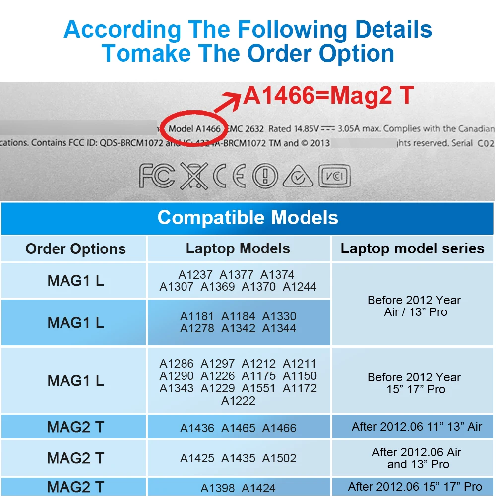 Kabel adaptor pengganti magnetik, pengisi daya AC/DC MagSaf * 1 2 untuk Apple Macbook Air Pro 45W 60W 85W