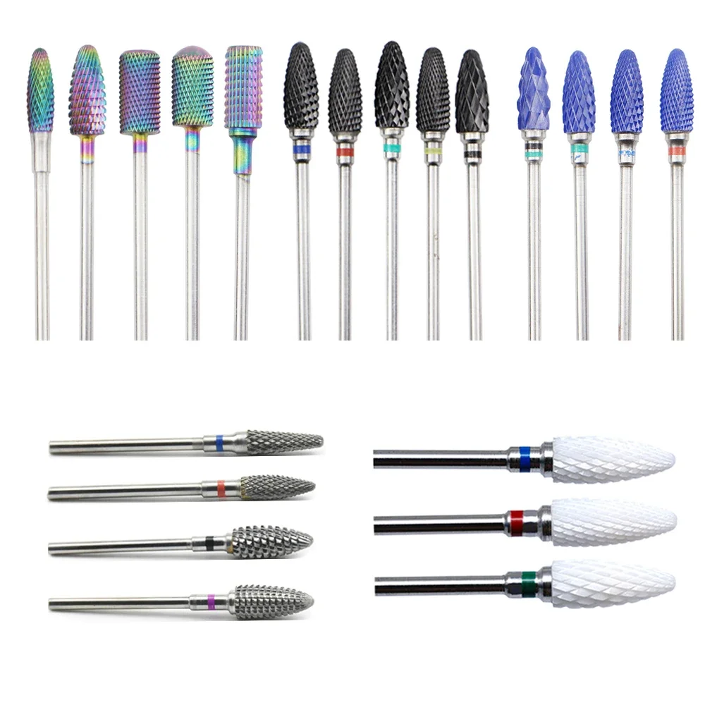 22 Type Rainbow Tungsten Carbide Ceramic Nail Drill Bits for Manicure Pedicure Nail Electric Drill Machine