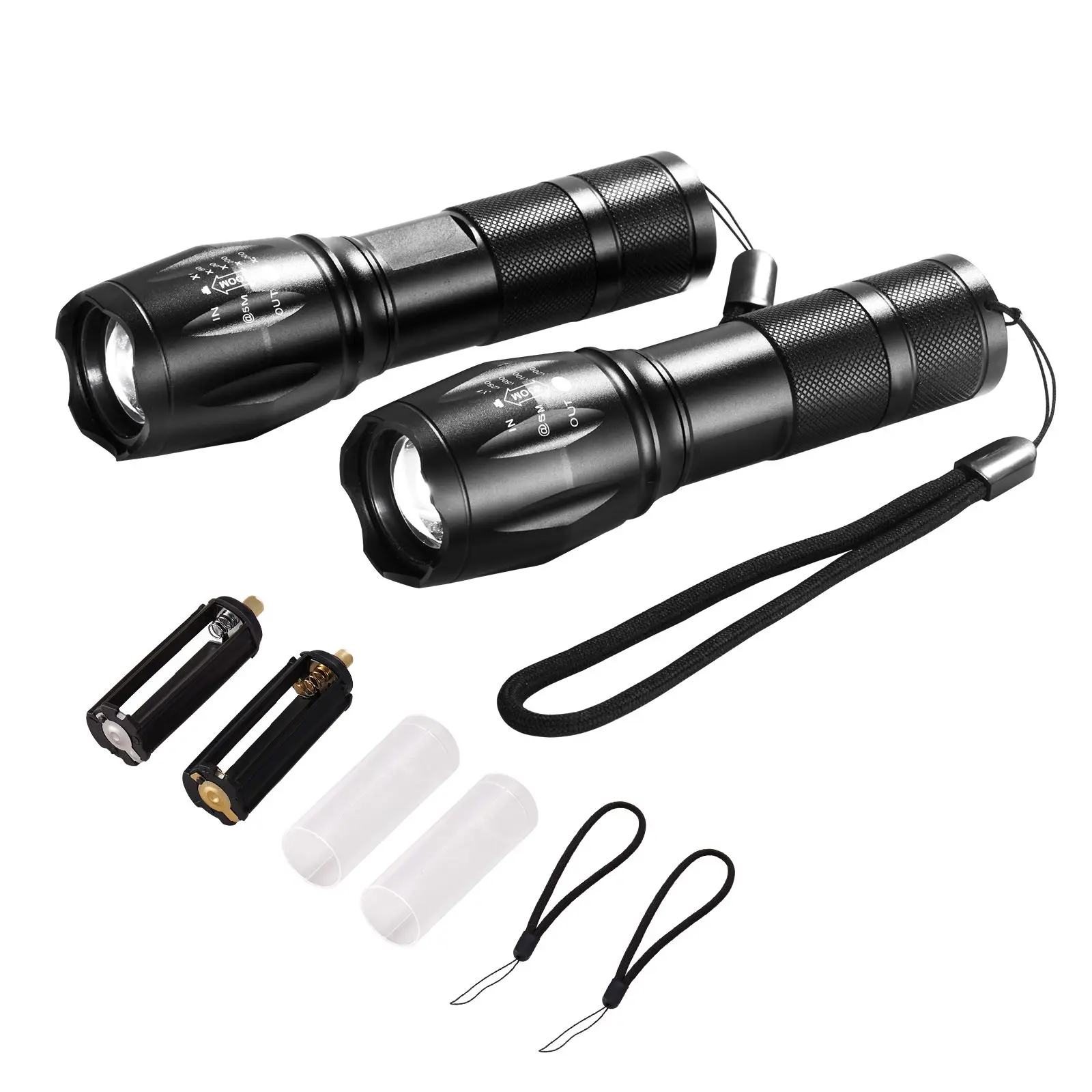 2 Pack Flashlights Torch, 2000 High Lumens 5 Modes Adjustable Focus Flashlight, IP44 LED Waterproof Handheld Flashlight for Camping Cycling Hiking Fishing Emergency