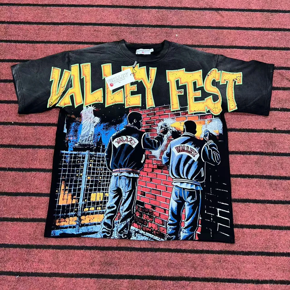 

Vale SPORTS DIVISION FEST TEE washed print tee black high street t-shirt short-sleeve Top Streetwear