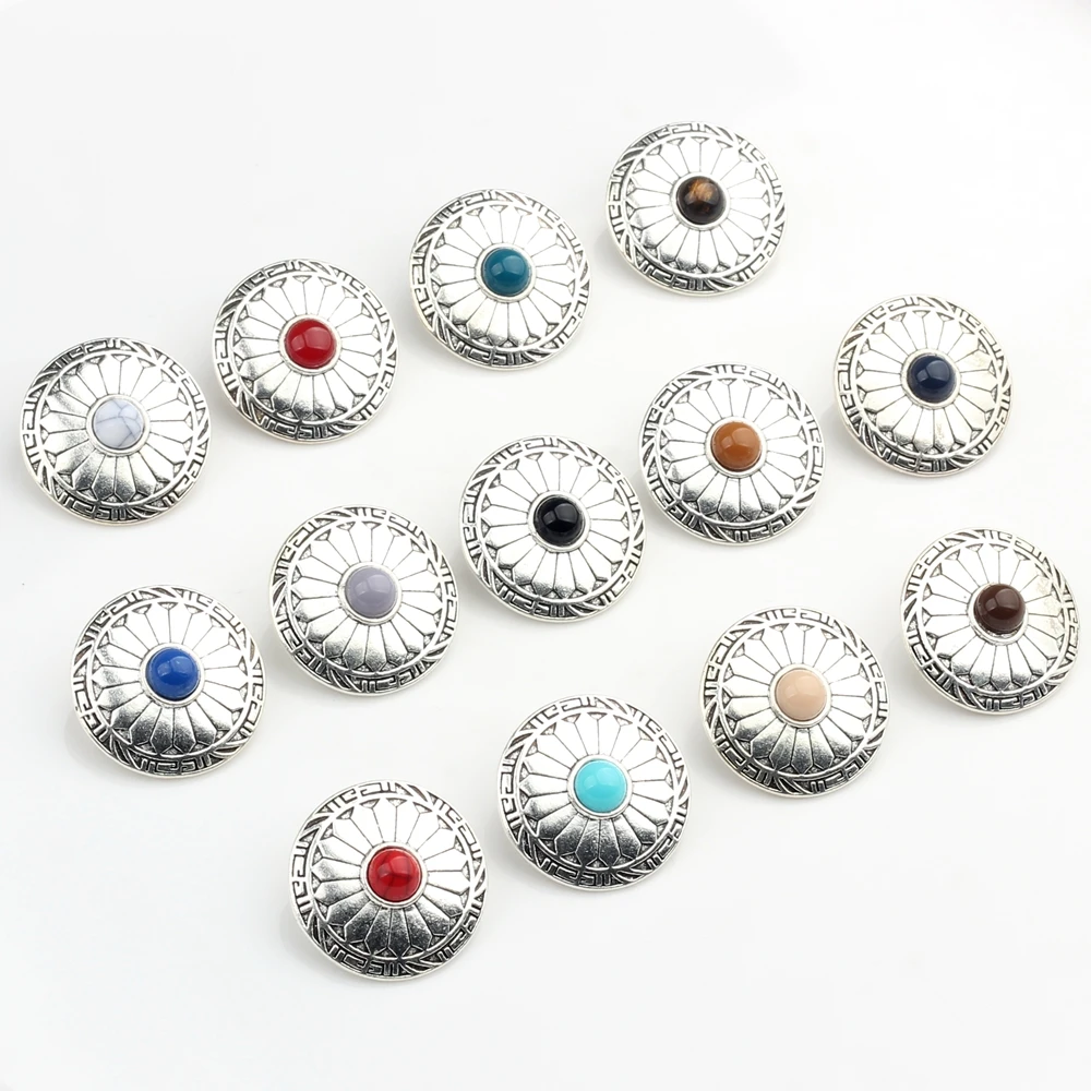 Zinc Alloy Round  Sunflowers Buttons Charms For DIY CONCHO Charms 3pcs/lot 30MM Jewelry Accessories