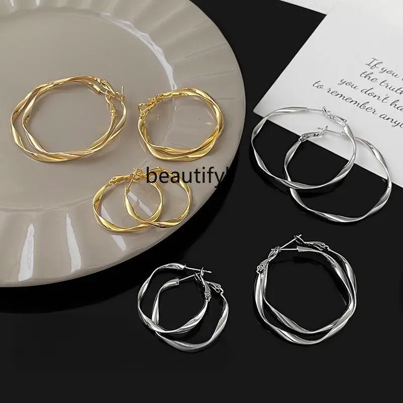 New light luxury high-end Mobius sterling silver earrings women's niche design earrings