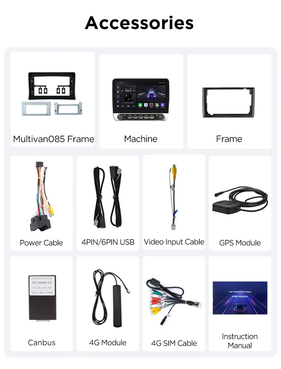 10,1" Autoradio für VW Multivan T5 2003-2015, kabelloses CarPlay, Android Auto, Head Unit, IPS-Touchscreen mit physischen Tasten, DSP, GPS-Navigation, RDS, BT, SWC, Plug-and-Play, 2DIN-Multimedia-Player mit zwei physischen Drehreglern. – Detail 27
