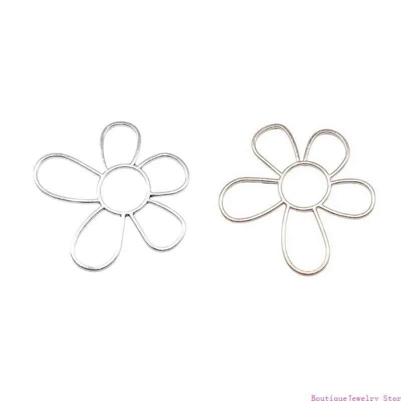 E1PE Hollow Open Flower Charms Pendants for DIY Earrings Necklace Jewelry Making