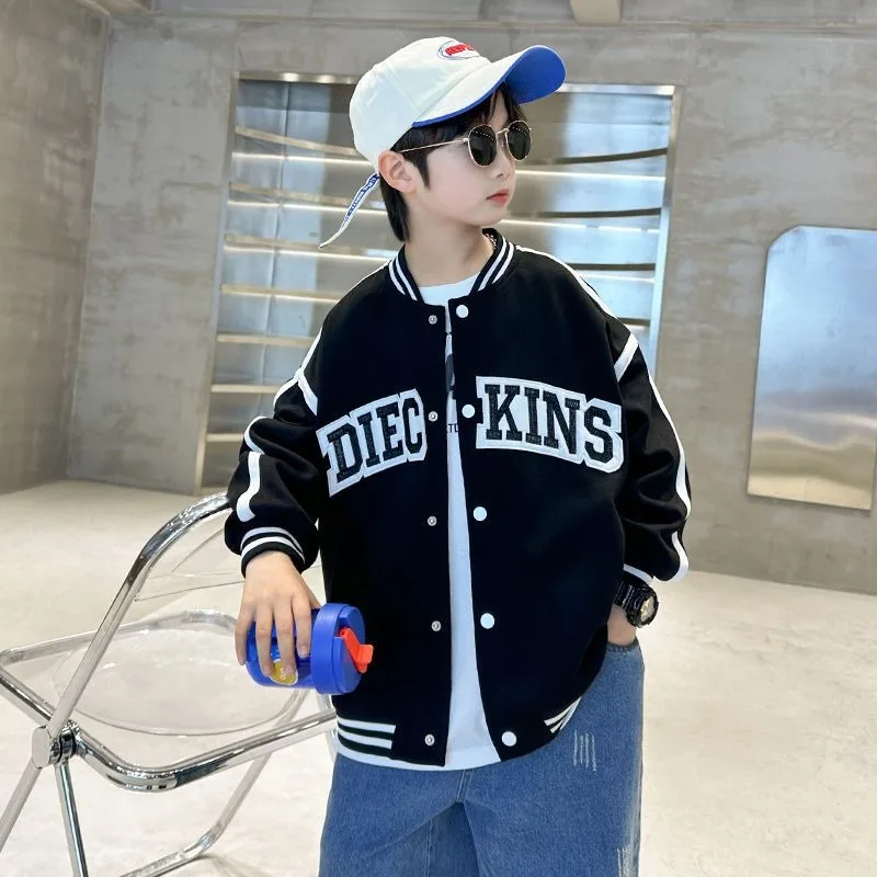 

2025 New Boys Baseball Jacket Spring Autumn Outerwear Medium Large Kids Trendy Streetwear Jacket Spring Summer Jacket for Boys