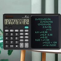 12 Digits 2in1 Calculator Solar Power with Writing Pad Standard Function Calculator Dual Stylus Pen 6 inch Calculator LCD Tablet