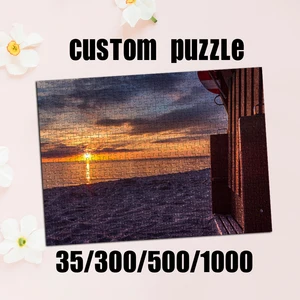 Personalized Custom Photo Puzzle Customized Seaside Cabin Sunset Theme Puzzle Toys for Kids Gifts