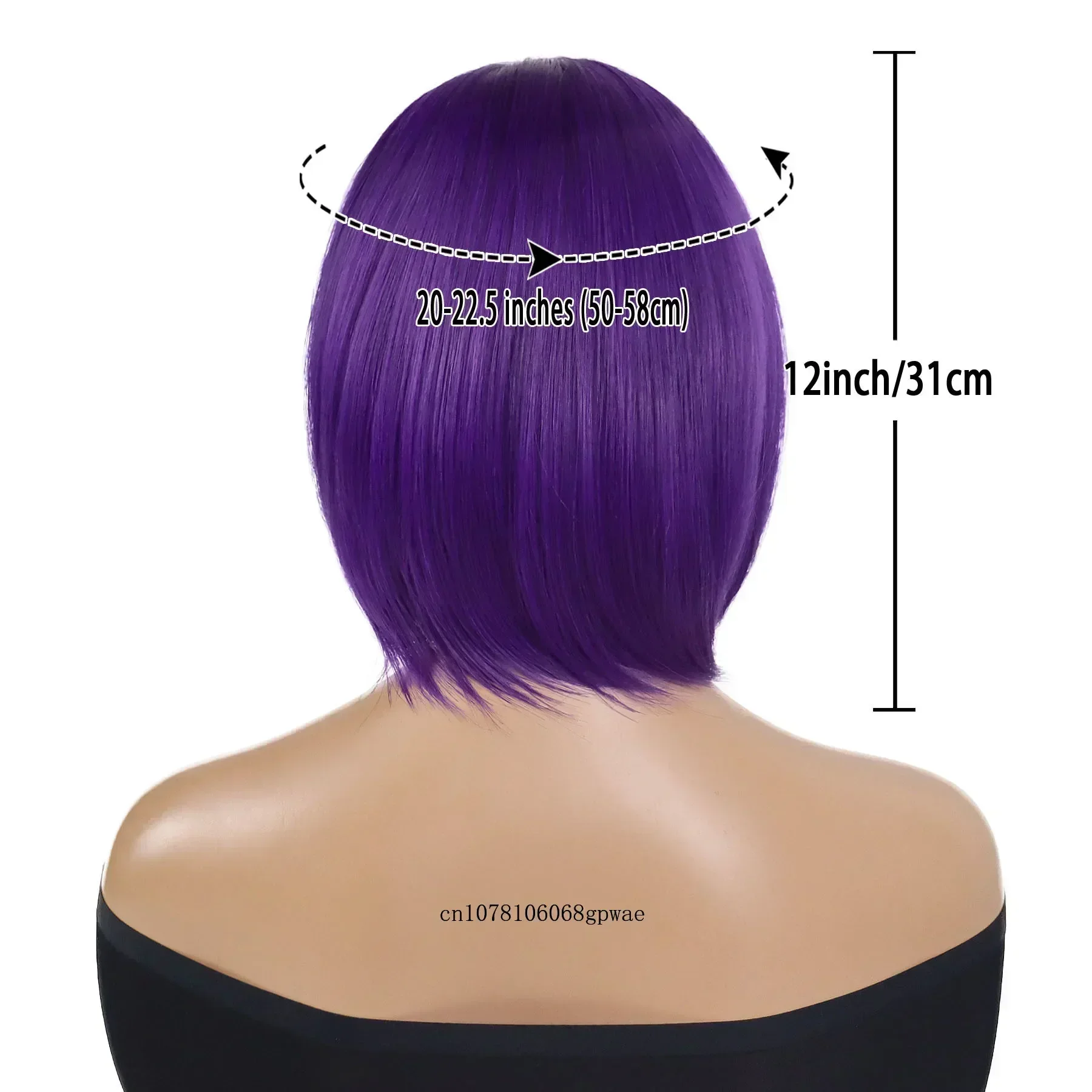 Halloween Cosplay Wigs Synthetic Purple Superhero Anime Costume Wig for Women Lady Short Bob Straight Wig Masquerade Party Use