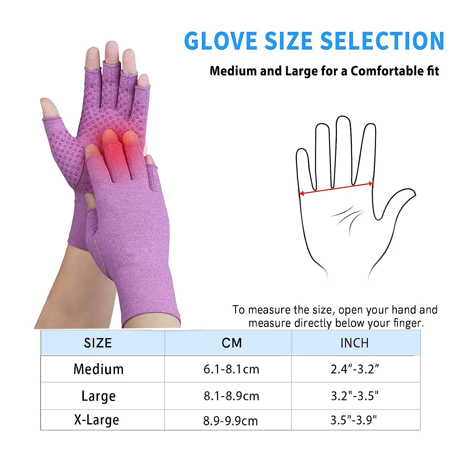 L●Mirror Hand Arthritis Compression Gloves 2 Pairs, for Hand, Rheumatoid, Osteoarthritis, Carpal Tunnel Pain,Anti-Slip Glue dot