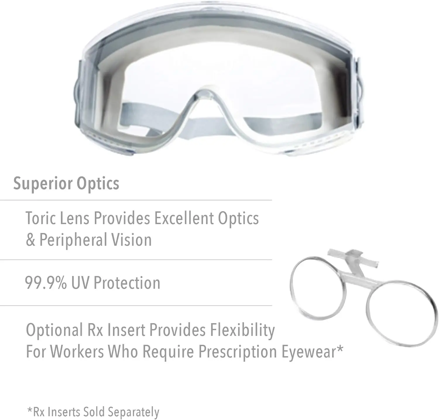 Stealth Safety Goggles with Clear Uvextreme Anti-Fog Lens, Gray Body & Neoprene Headband