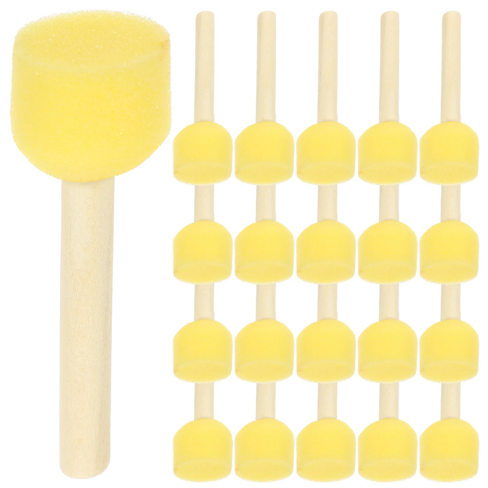 

20Pcs Sponge Paint Brushes for Wooden Handle Portable Painting Tools Practical Drawing Supplies Art Classroom