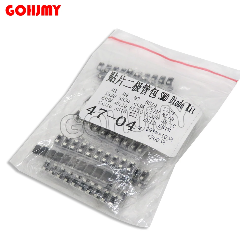 20value*10PCS=200PCS SMD diode Assorted Kit contains SS110 SS16 SS26 SS34 SS36 SS220 SS210 SS310 SS510 ES1J ES1D M7 M4 US1M