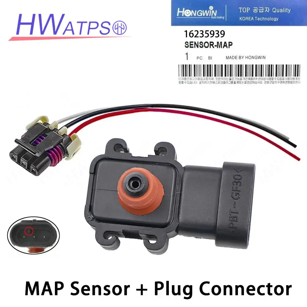 Sensor de mapa de presión absoluta del colector con cable para Chevrolet Silverado Express 16235939 3500-2001 GMC Sierra Savana, 2006