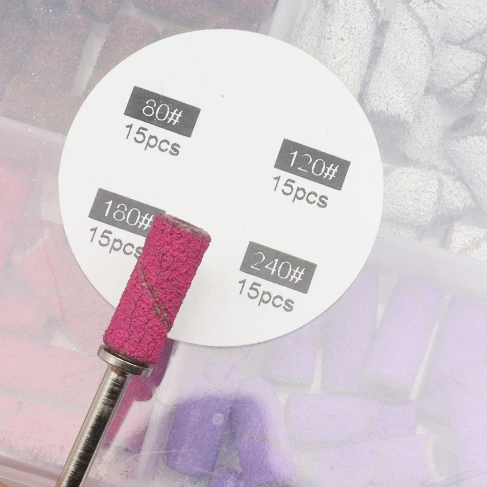60 stücke 4 Körnungen mit Mini-Dorn-Nagel kunst 3mm Mini-Schleif sandring bänder setzen elektrische Schleif maschine Nagels chleifkopf nagel – Detail 5