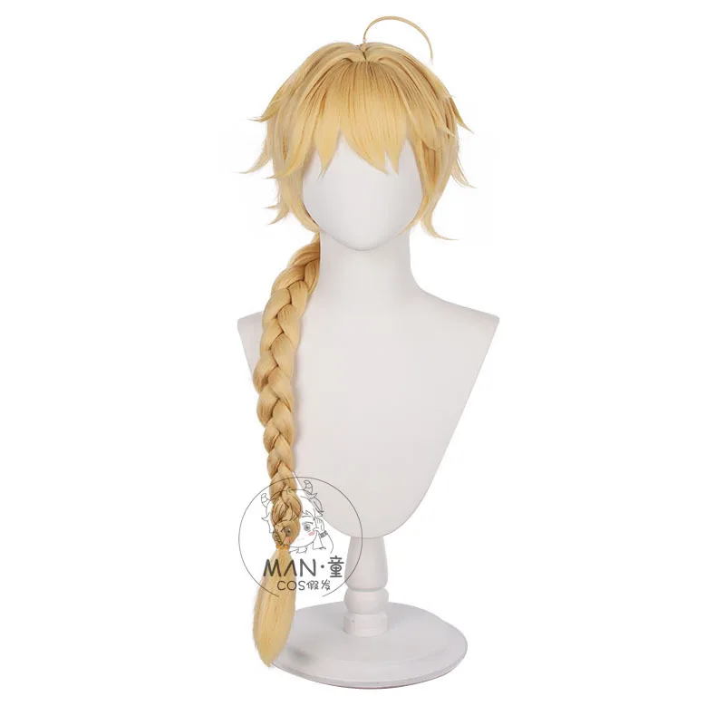Genshin Impact Aether Cosplay perruque dorée tressée Style cadeau d'Halloween